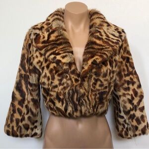 Leopard rabbit fur jacket